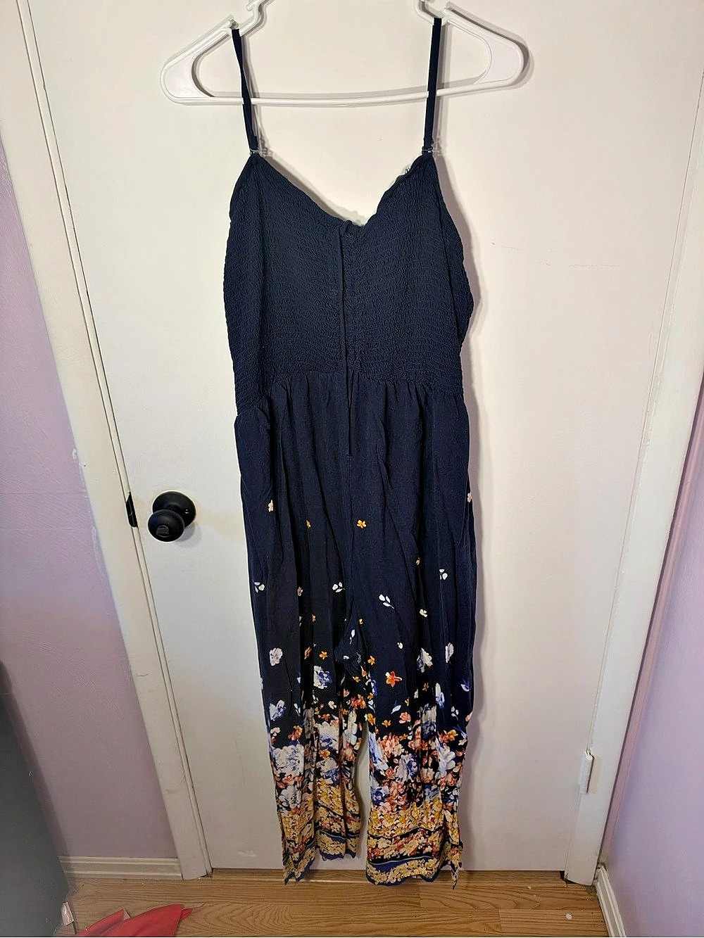 Maurices Floral Jumpsuit Blue XXL Like New
